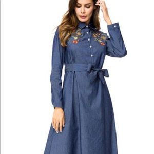 Denim maxi modest dress Jeans abaya jilbab